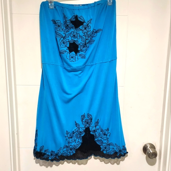 Strapless blue with lace dress - Picture 3 of 3